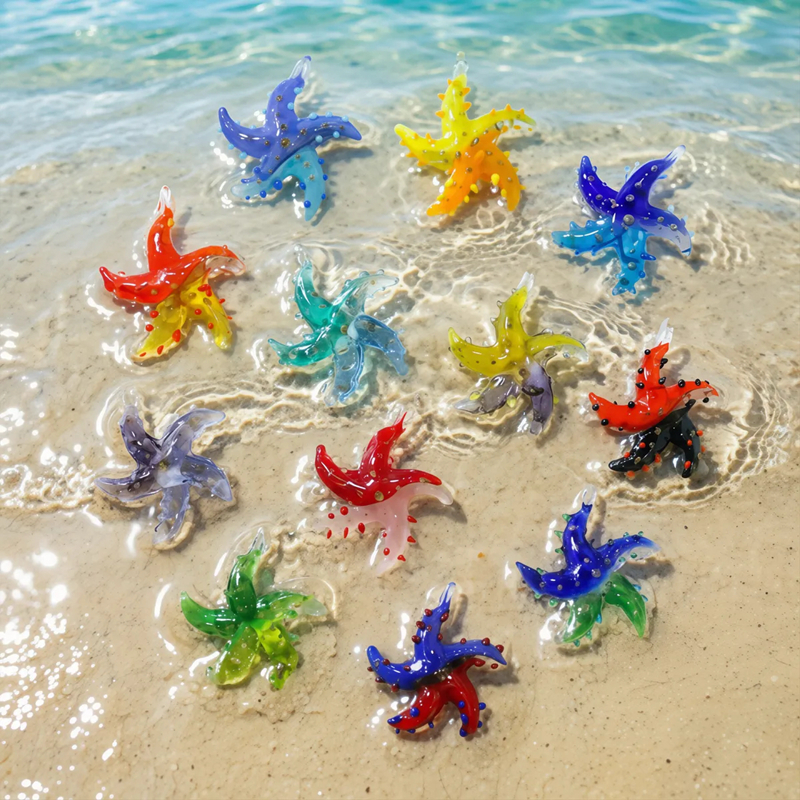 Aquarium Fish And Supplies - Mini Glass Starfish Pendant Colorful Cute