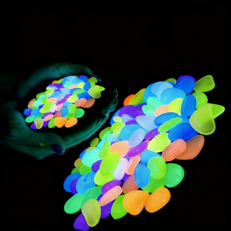 Aquarium Fish House - Glowing pebbles100-500pcsLuminous resin stones for landscape